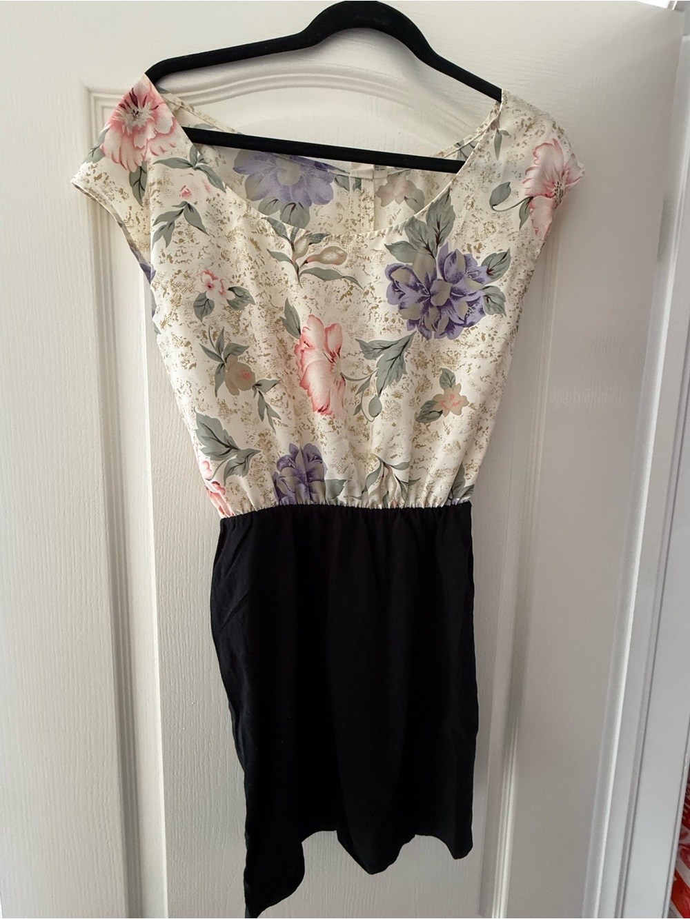 Urban Renewal Cream Floral Bodice Dress with Black Skirt